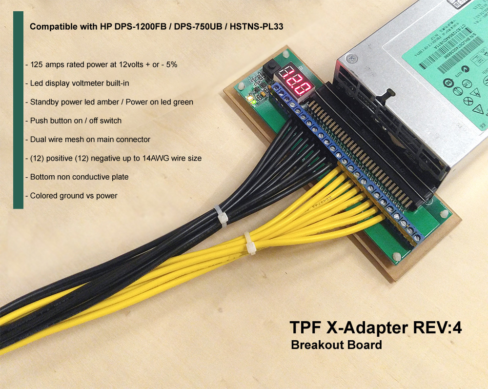 Breakout Junta Adaptador para HP 1200w DPS-1200FB fuente de alimentación BITCOIN antminer 