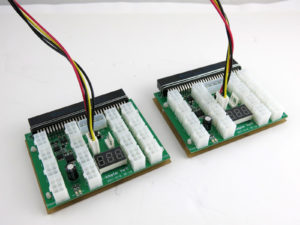 Interconnect sync cable attached to (2) X11 breakout boards to power off and on together