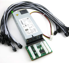 1400W ASIC miner power supply with breakout board adapter and PCIe cables
