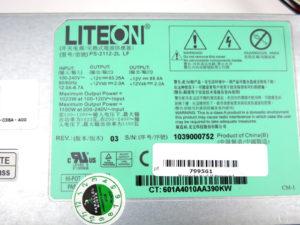 1100W label from the server power supply kit